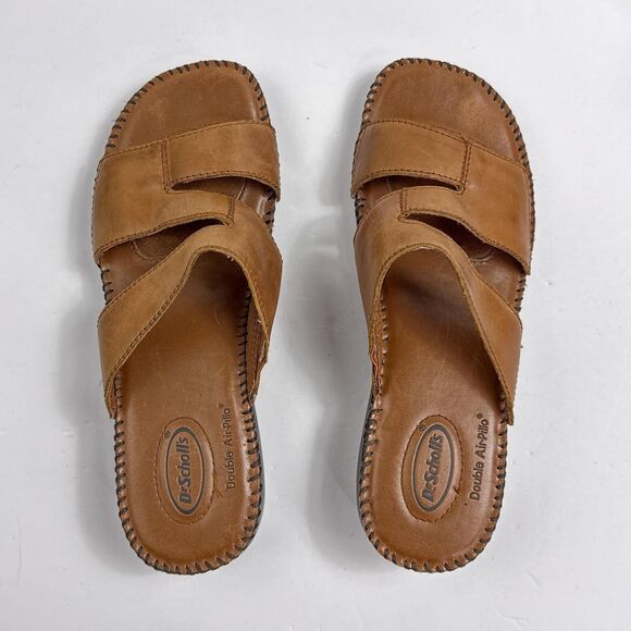 Dr. Scholl's Shoes Womens 7.5 Brown San Remo Leather Slide Sandals Wedge - Picture 7 of 12